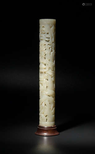 Chinese Jade Carved Incense Holder with Stand, Qianlong