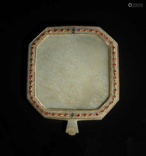 Chinese Mughal Style Gilt Jade Basin, Qianlong