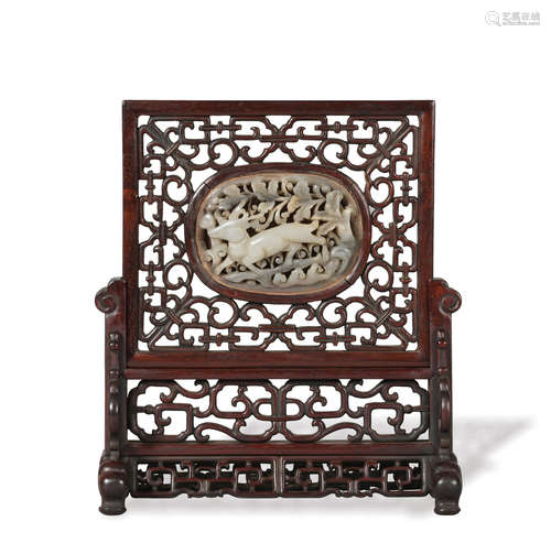 Chinese Table Screen with Jade Ruyi Head, Yuan