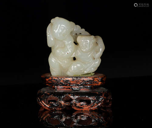 Chinese Jade Carving of Hehe Erxian, 19th Century