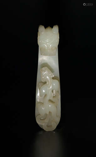 Chinese White Jade Dragon Hook, Ming Dynasty