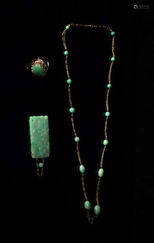 3 Chinese Jadeite Jewelries, 19th-Early 20th Century