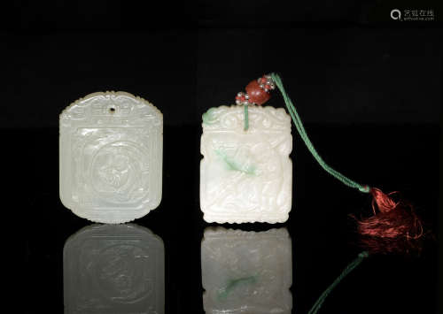 2 Chinese Jade and Jadeite Plaques, Early 19th Century