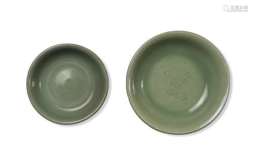 2 Chinese Longquan Celadon Washers, Ming or Earlier