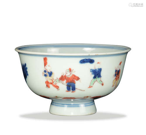 Chinese Enameled Blue and White Cup, 17th Century