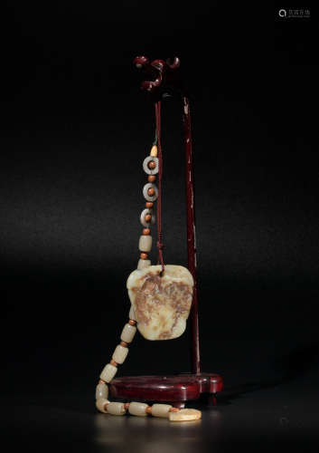 Chinese Jade Rope and Toggle with Stand, Ming or