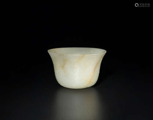 Chinese White Jade Incised Cup, Ming Dynasty