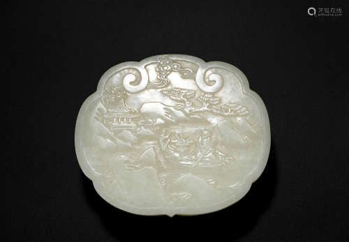 Chinese Carved Jade with Box, 19th Century