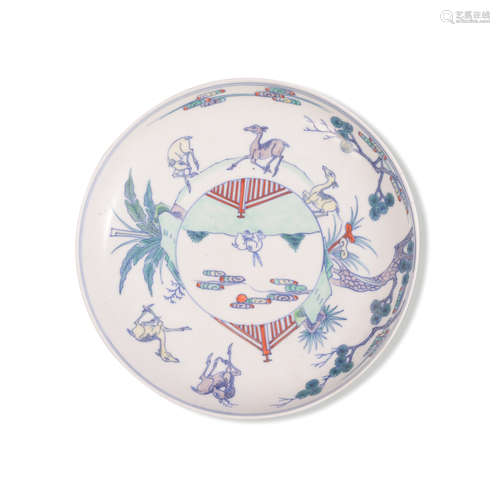 Chinese Doucai Pine and Deer Plate, Yongzheng