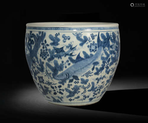 Chinese Blue and White Fishbowl, Kangxi