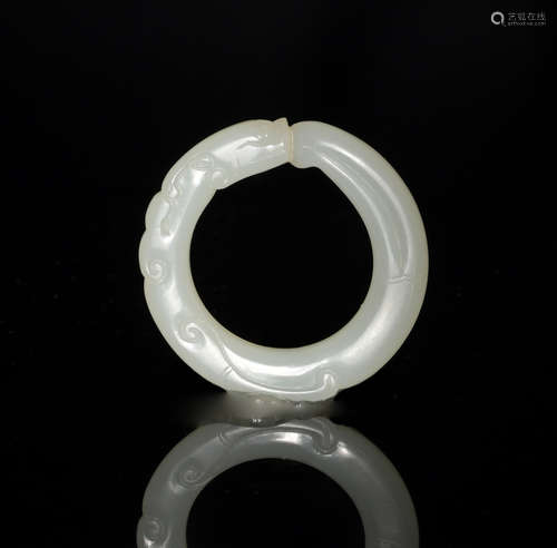 Chinese White Jade Dragon Hoop, 18th Century