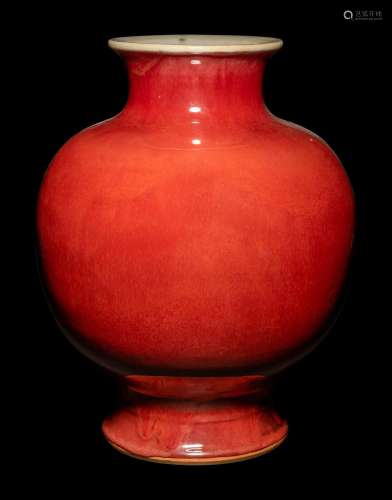 A Sang-de-Boeuf Glazed Porcelain Vase Height 12 1/2 in., 31....