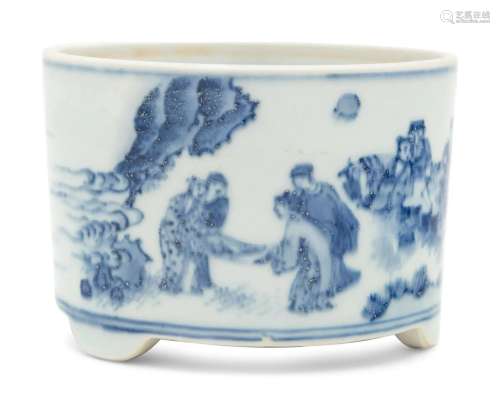 A Blue and White Porcelain Incense Burner Diameter 3 7/8 in....