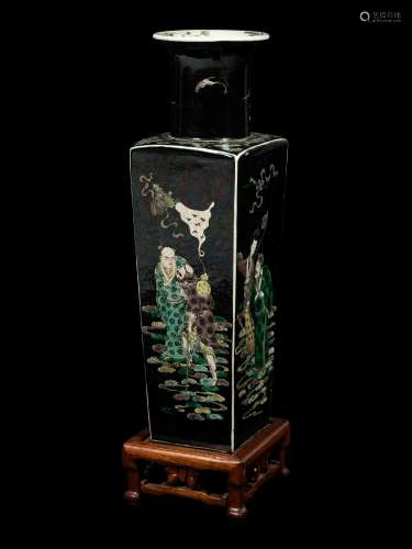 A Famille Noire Porcelain 'Immortals' Vase Height