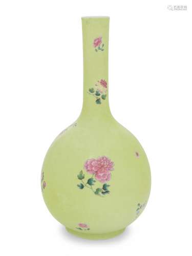 A Lime Green-Ground Sgraffito 'Floral' Bottle Vase...