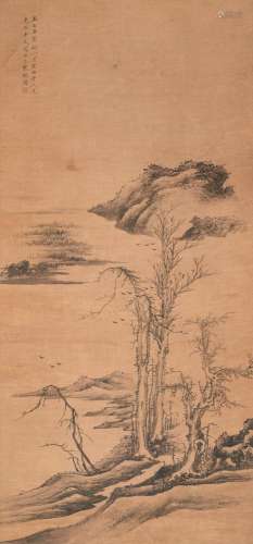 Attributed to Cao Zhibai Image: height 40 x 18 1/2 in., 101....