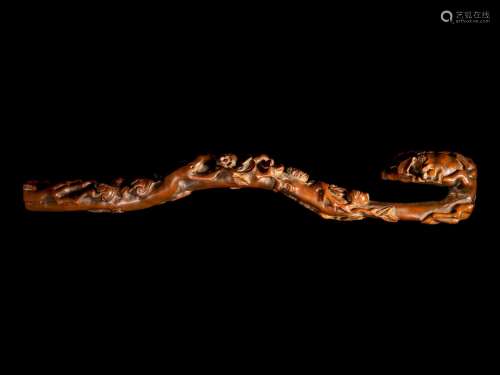 A Carved Boxwood Ruyi Scepter Length 14 1/4 in., 36.2 cm.