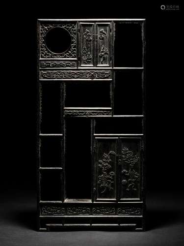A Small Zitan Wood Displaying Cabinet, Duobaoge Height 17 1/...