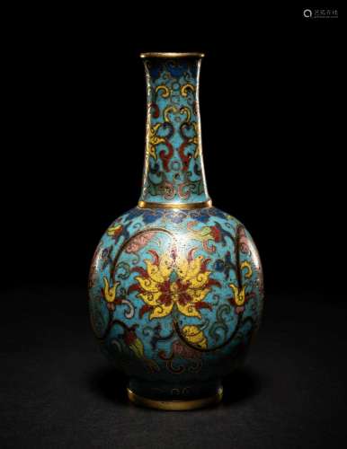 A Small Cloisonné Enamel Bottle Vase Height 4 3/4 in., 12 cm...