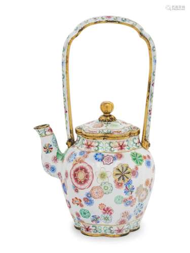 A Peking Enamel on Copper 'Floral' Covered Teapot ...