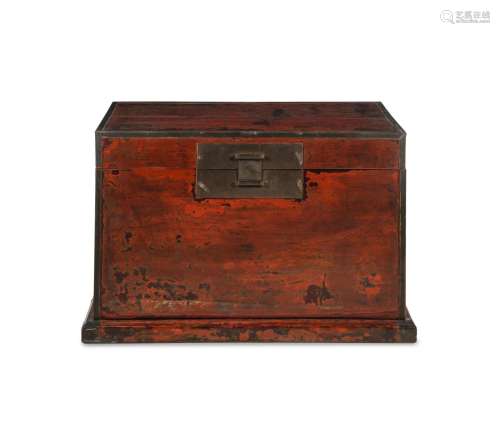 A Red Lacquered Storage Chest and Stand, Yixiang Length 31 x...