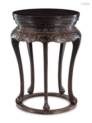 A Black Lacquered Five-Legged Wood Incense Stand, Xiangji He...
