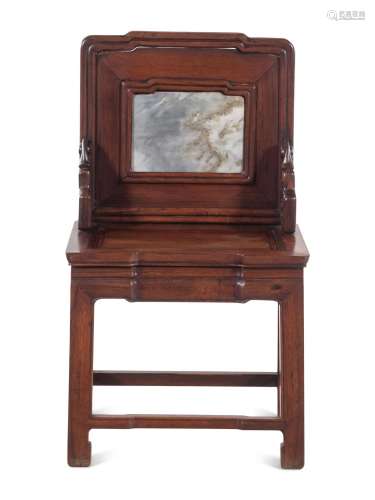 A Mixed Wood Marble Inset Side Chair