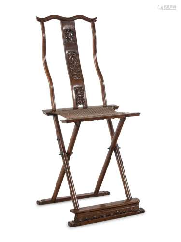 A Hardwood Folding Scholar's Chair, Jiaoyi Height 43 x ...