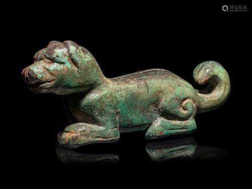 A Bronze Tiger Tally Length 3 5/8 in., 9 cm.