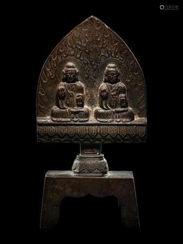 A Bronze Votive Figure of Buddha Height 8 1/4 in., 21 cm.