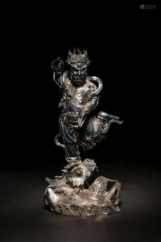 A Silver Figure of Immortal Kuixing Height 11 1/2 in., 29.2 ...