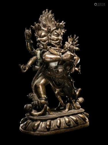 A Sino-Tibetan Bronze Figure of Vajrapani Height 7 1/2 in., ...