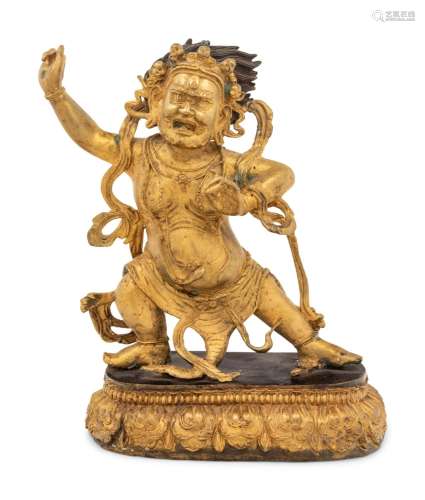 A Sino-Tibetan Gilt Figure of A Mahakala Height 12 in., 30 c...