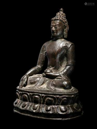 A Tibetan Bronze Figure of Seated Buddha Akshobhya Height 9 ...