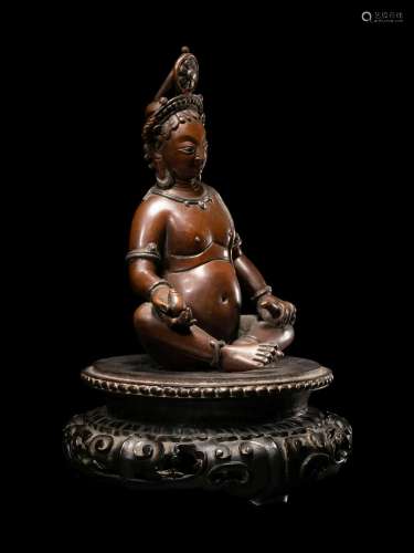 A Nepalese Bronze and Silver Figure of Seated Kubera Height ...
