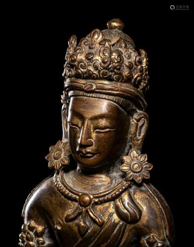 A Gilt Bronze Seated Figure of Amitayus Height 7 3/4 in., 19...