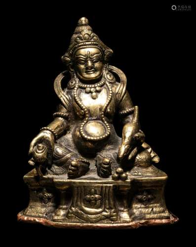 A Sino-Tibetan Bronze Figure of Jambhala Height 5 3/4 in., 1...