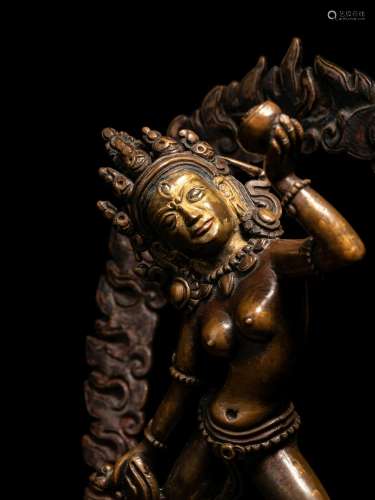 A Tibetan Bronze Figure of Vajrayogini Height 7 3/4 in., 19....