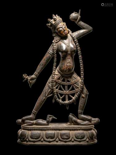 A Tibetan Lacquered Wood Figure of Vajrayogini Height of fig...