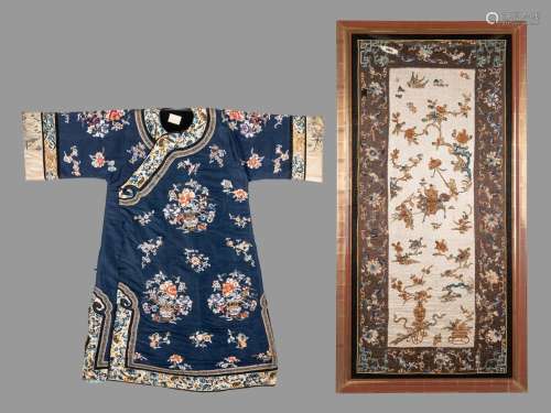 Two Embroidered Silk Articles