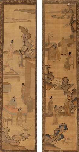 Two Kesi Woven Silk 'Figure' Panels