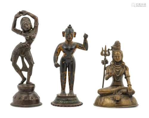 Three Indian Bronze Figures Height of tallest 12 in., 30.5 c...