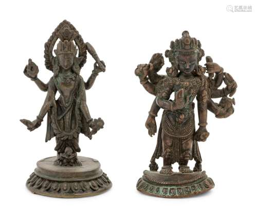 Two Indian Bronze Figures of Shiva Height of larger 6 in., 1...