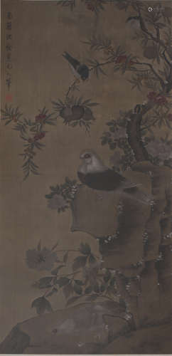 A LANDSCAPE PAINTING 
SILK SCROLL
SHEN QUAN MARK