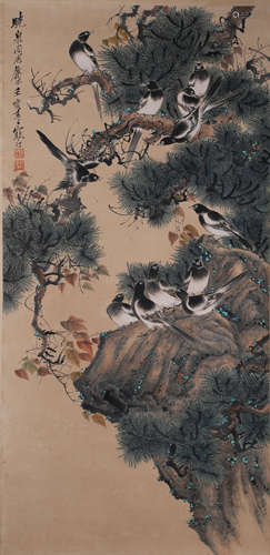 A LANDSCAPE PAINTING 
PAPER SCROLL
JIANG HANDING MARK