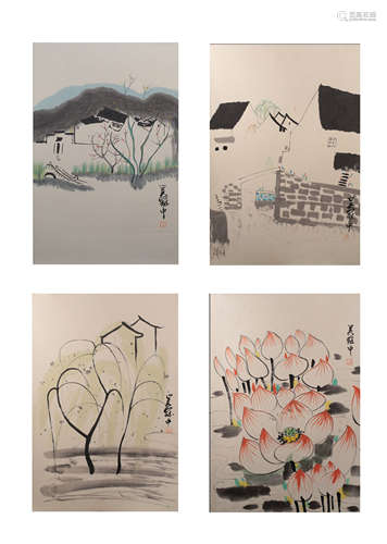 A SET OF LANDSCAPE PAINTING
PAPER MOUNTED
WU GUANZHONG MARK