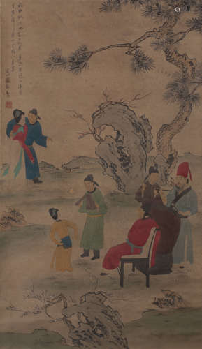 A FIGURE PAINTING 
PAPER SCROLL
SU SHI MARK