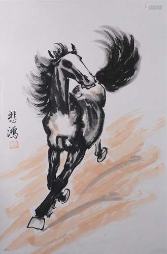 A HORSE PAINTING
PAPER MOUNTED
XU BEIHONG MARK