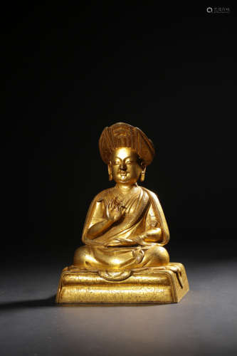 A GILT-BRONZE FIGURE OF TURU,QING DYNASTY