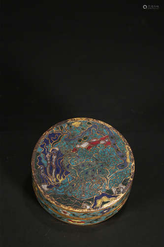 A CLOISONNE ENAMEL‘DEER’BOX,QING DYNASTU